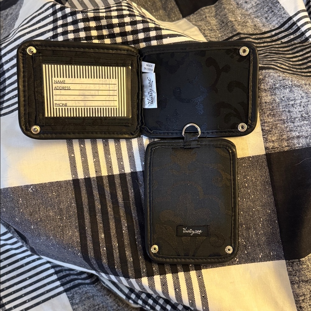 TWO THIRTY-ONE LUGGAGE TAGS IN BLACK PARISIAN JACQUARD